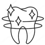 stock vector teeth cleaning linear icon professional dental care snow white smile cosmetic dentistry thin 1907658313